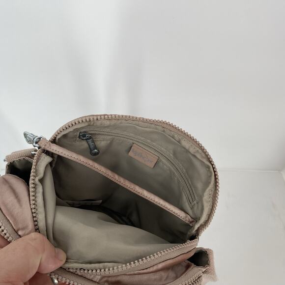 Kipling Sabian Triple Compartment Crossbody Bag Purse Dusty Taupe Pink - Picture 6 of 8